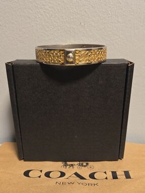 Coach Two-Tone Signature Cuff Bracelet - Gold & Silver